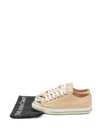Pre-owned Miu Miu Patent Leather Sneakers In Neutral