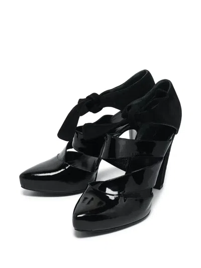 Pre-owned Balenciaga 105mm Cut-out Patent Leather Pumps In Black