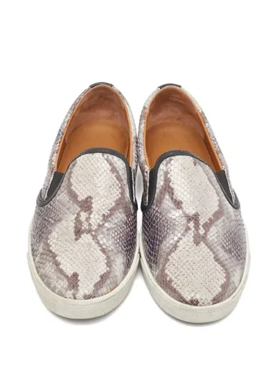 Pre-owned Jimmy Choo Snakeskin-effect Sneakers In Gray