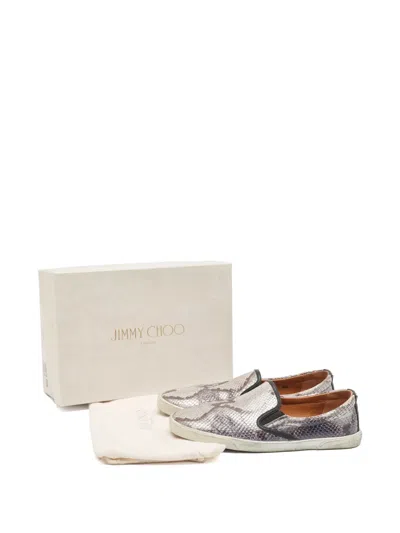 Pre-owned Jimmy Choo Snakeskin-effect Sneakers In Gray