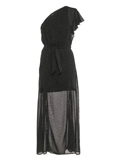 Pre-owned Maje One-shoulder Maxi Dress In Black