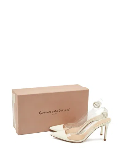 Pre-owned Gianvito Rossi 85mm Buckled-slingback Pumps In White