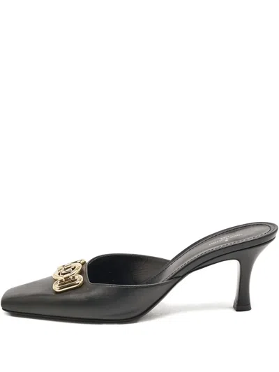 Pre-owned Louis Vuitton 75mm Rotary Square-toe Heeled Mules In Black