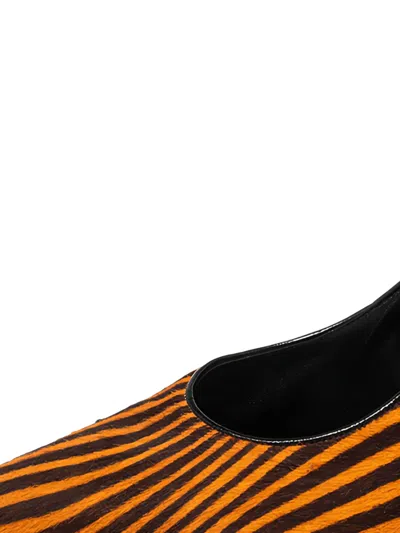 Pre-owned Sergio Rossi Vintage 100mm Striped Pony-hair Pumps In Brown