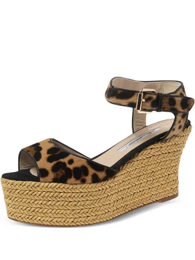 Pre-owned Brian Atwood Leopard-print Espadrille Sandals In Brown