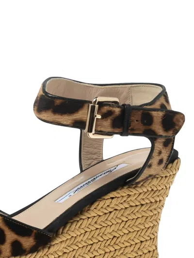 Pre-owned Brian Atwood Leopard-print Espadrille Sandals In Brown