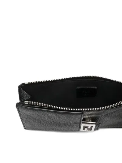 Pre-owned Fendi Small Logo-plaque Crossbody Bag In Black