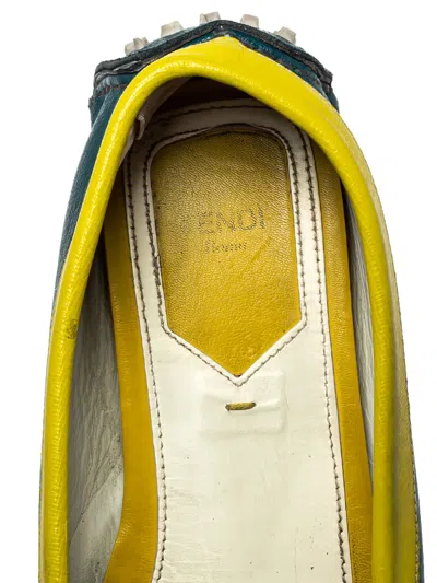 Pre-owned Fendi Leather Strap Loafers In Green