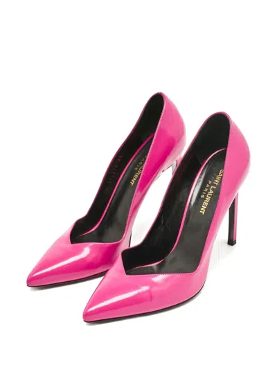 Pre-owned Saint Laurent 110mm Leather Heeled Pumps In Pink