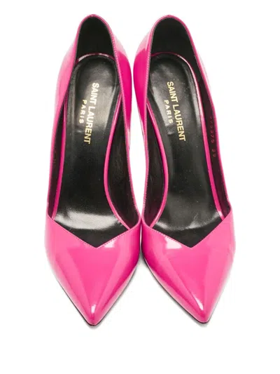 Pre-owned Saint Laurent 110mm Leather Heeled Pumps In Pink