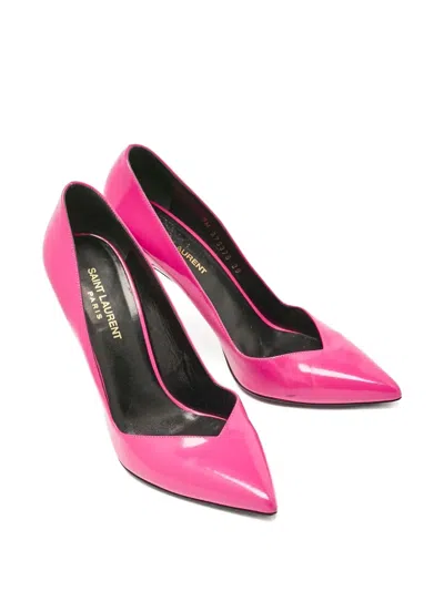 Pre-owned Saint Laurent 110mm Leather Heeled Pumps In Pink