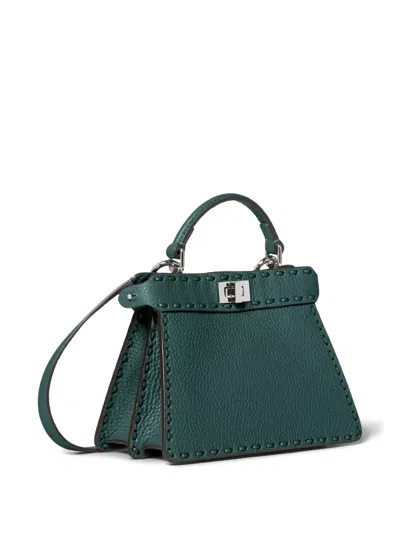 Fendi Mini Peekaboo Stitch Top Handle Tote Bag In Green