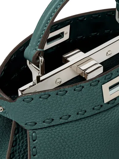 Fendi Mini Peekaboo Stitch Top Handle Tote Bag In Green