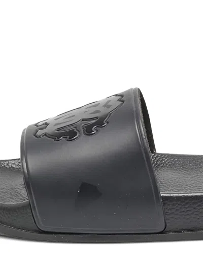 Pre-owned Roberto Cavalli Vintage Monogram-embossed Sandals In Black