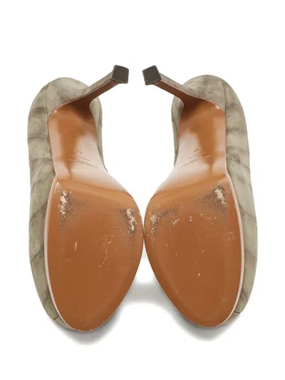 Pre-owned Saint Laurent 150mm Quilted Suede Pumps In Green