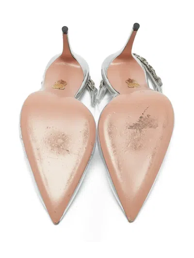 Pre-owned Aquazzura 115mm Crystal-embellishment Pumps In White