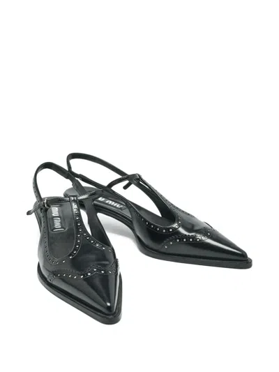 Pre-owned Miu Miu 60mm Pointed-toe Slingback Pumps In Black