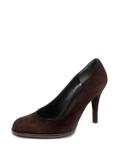 Pre-owned Stuart Weitzman Suede Round-toe Pumps In Brown