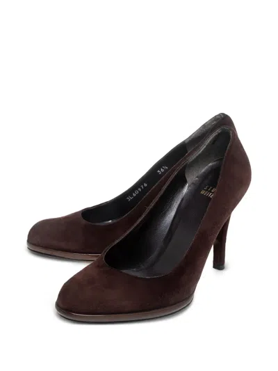 Pre-owned Stuart Weitzman Suede Round-toe Pumps In Brown