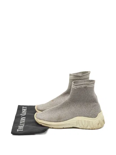 Pre-owned Miu Miu 1150364 Silver In Gray