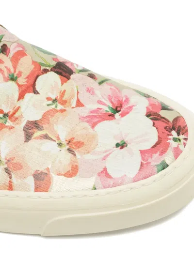 Pre-owned Gucci Floral-print Leather Sneakers In Pink