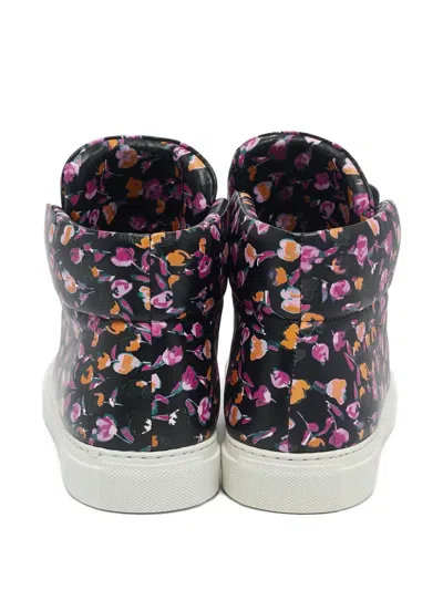 Pre-owned Versace Medusa Head Floral-print Sneakers In Black