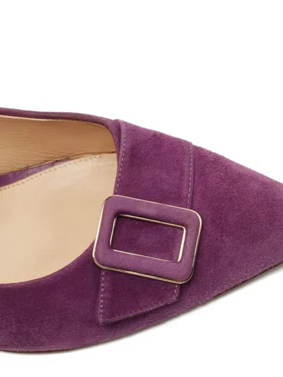 Pre-owned Tod's Vintage 75mm Suede Buckled Pumps In Purple