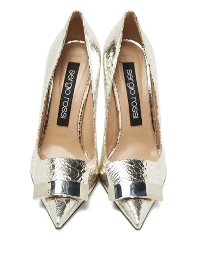 Pre-owned Sergio Rossi Vintage 2024 Croc-embossed Buckle Pumps In Gray