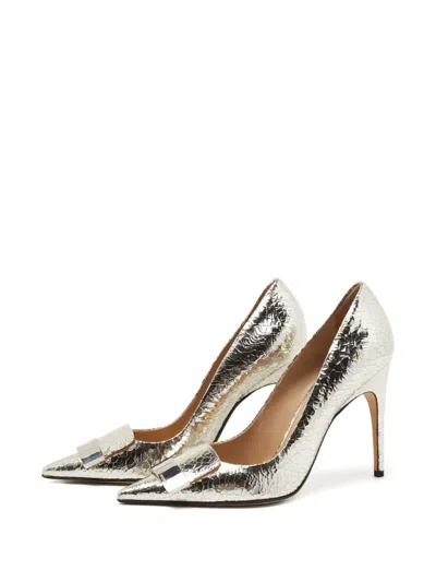 Pre-owned Sergio Rossi Vintage 2024 Croc-embossed Buckle Pumps In Gray