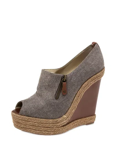 Pre-owned Christian Louboutin 2024 Zipper Wedge Sandals In Brown