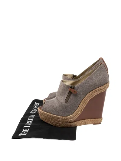 Pre-owned Christian Louboutin 2024 Zipper Wedge Sandals In Brown