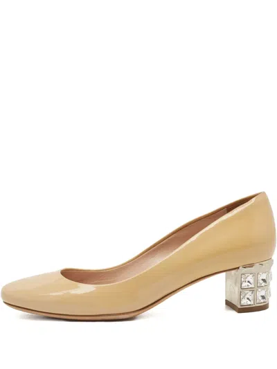 Pre-owned Miu Miu 2024 45mm Leather Pumps In Neutral