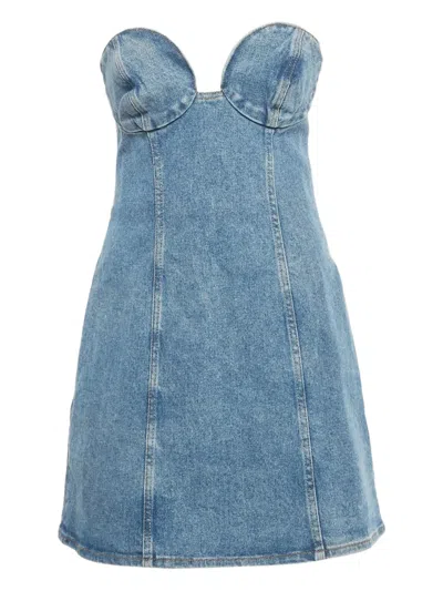 Pre-owned Magda Butrym Hourglass Strapless Dress In Blue