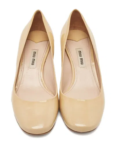 Pre-owned Miu Miu 2024 45mm Leather Pumps In Neutral