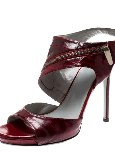 Pre-owned Sergio Rossi Vintage 130mm Zip-detailing Heeled Sandals In Red