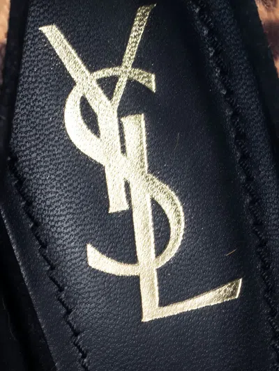 Pre-owned Saint Laurent Tribtoo Platform Leopard Pumps In Brown