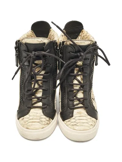 Pre-owned Giuseppe Zanotti Vintage 80mm Coby Wedge Sneakers In Neutral