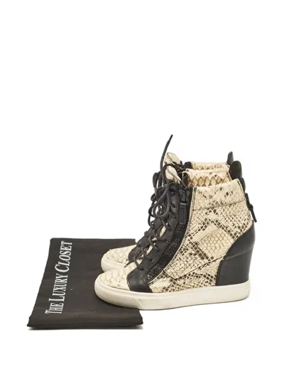Pre-owned Giuseppe Zanotti Vintage 80mm Coby Wedge Sneakers In Neutral