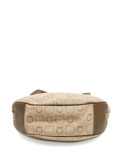 Pre-owned Ferragamo Gancini-pattern Shoulder Bag In Neutral