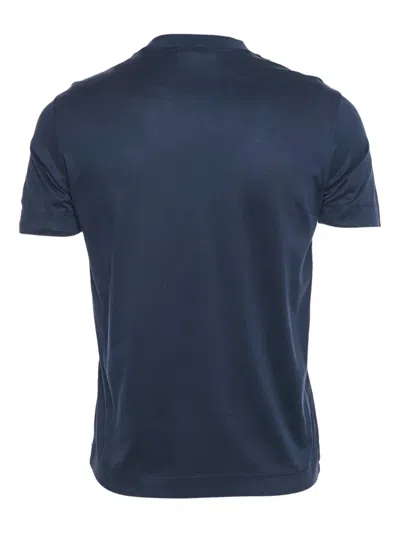 Pre-owned Emporio Armani Embroidered Crew-neck T-shirt In Blue
