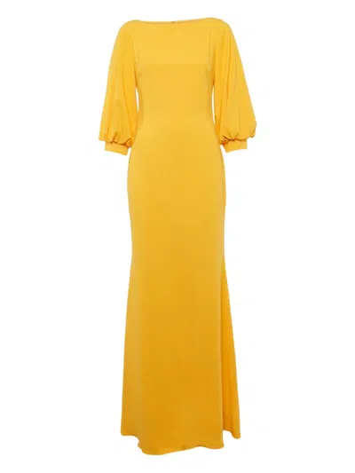 Pre-owned Badgley Mischka Yellow Maxi Dress