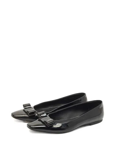 Pre-owned Ferragamo Vara Bow-detail Ballet Flats In Black