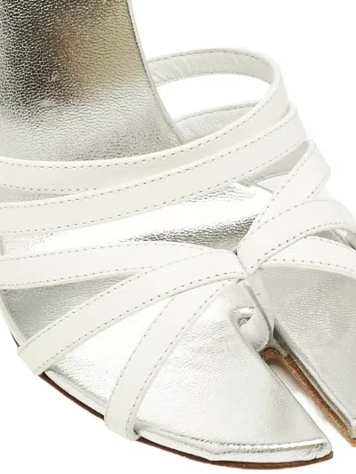 Pre-owned Burberry Split-toe Ankle-strap Heeled Sandals In White