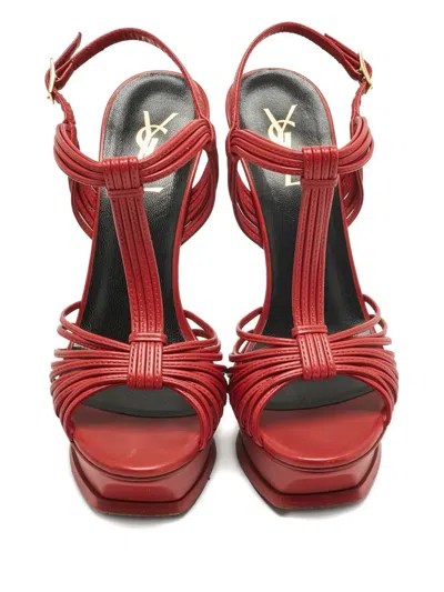 Pre-owned Saint Laurent Platform Ankle-strap Sandals In Red
