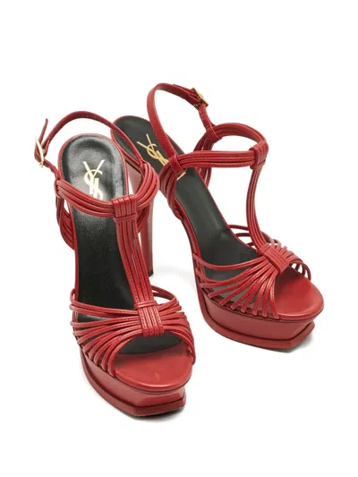 Pre-owned Saint Laurent Platform Ankle-strap Sandals In Red