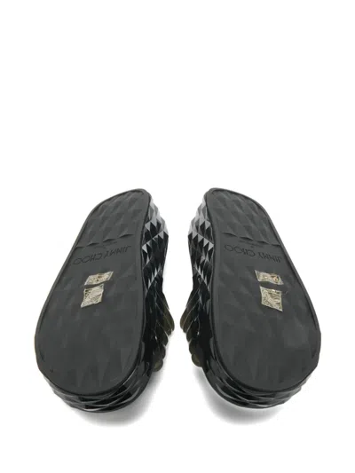 Pre-owned Jimmy Choo Diamond-patterned Slides In Gray