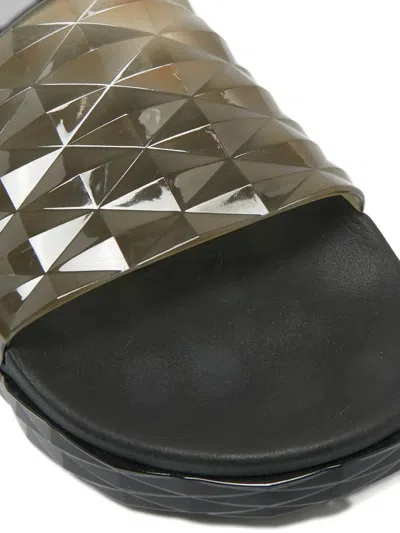 Pre-owned Jimmy Choo Diamond-patterned Slides In Gray