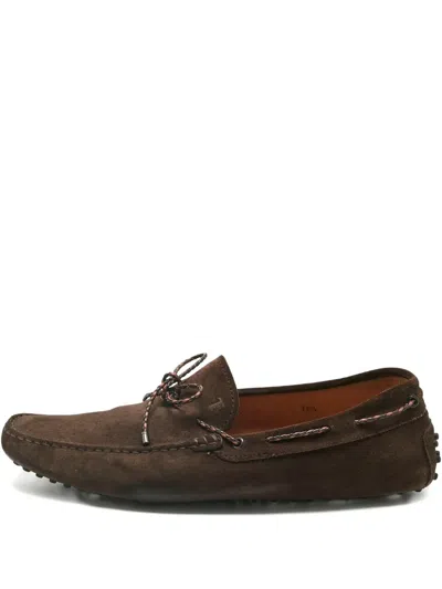 Pre-owned Tod's City Gommino Suede Loafers In Brown