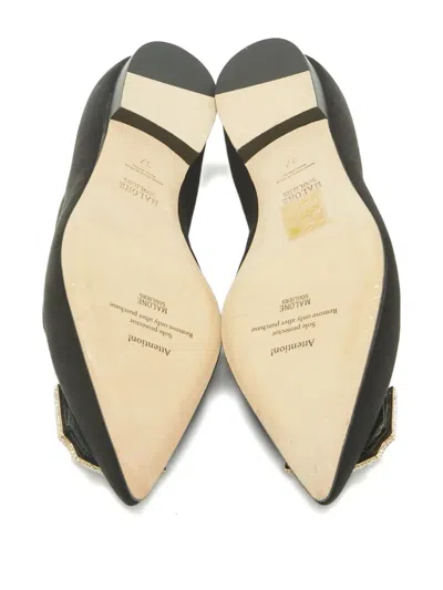 Pre-owned Malone Souliers Embellished Ballet Flats In Black