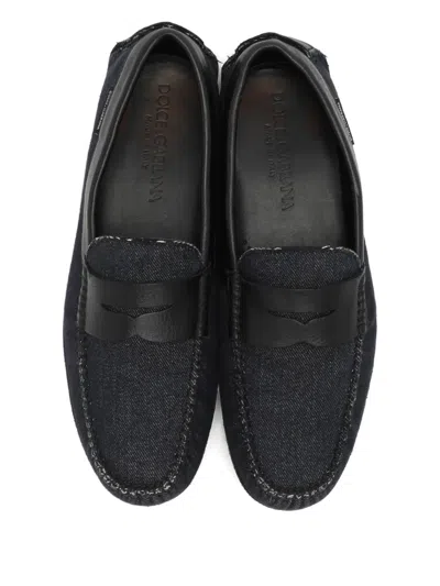 Pre-owned Dolce & Gabbana Denim Leather Loafers In Blue